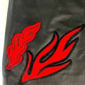 PINKO True Leather Black Skirt Flame Insert